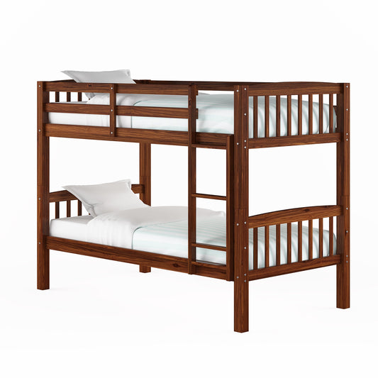 walnut brown Wooden Bunk Bed Dakota Collection product image by CorLiving#color_walnut-brown