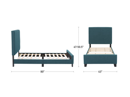 Blue Contemporary Twin / Single Bed Juniper Collection measurements diagram by CorLiving#color_juniper-blue