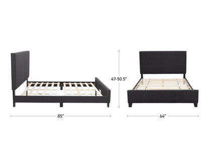 charcoal Contemporary Queen Bed Juniper Collection measurements diagram by CorLiving#color_juniper-charcoal