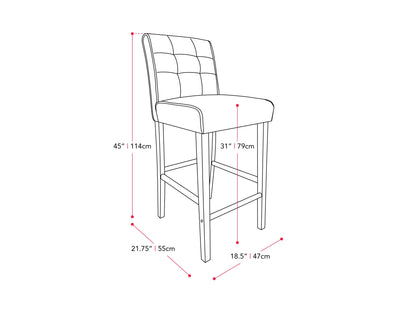 beige Wood Bar Stool Bar Height Leila Collection measurements diagram by CorLiving#color_beige