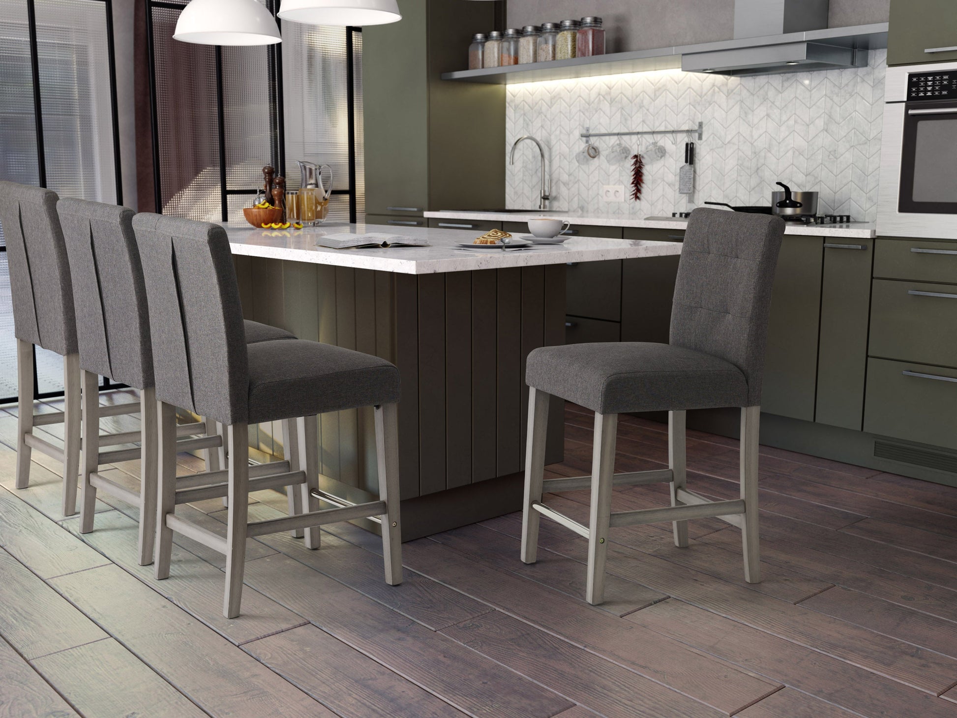 charcoal brown Wood Bar Stool Counter Height Leila Collection lifestyle scene by CorLiving#color_charcoal-brown