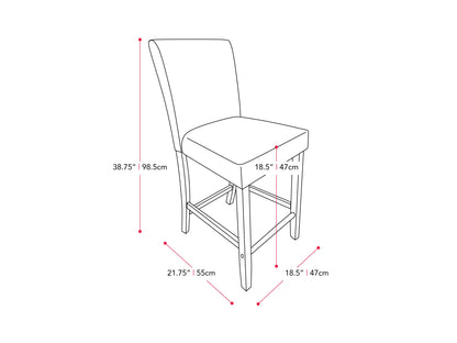 grey Wooden Bar Stool Laura Collection measurements diagram by CorLiving#color_grey