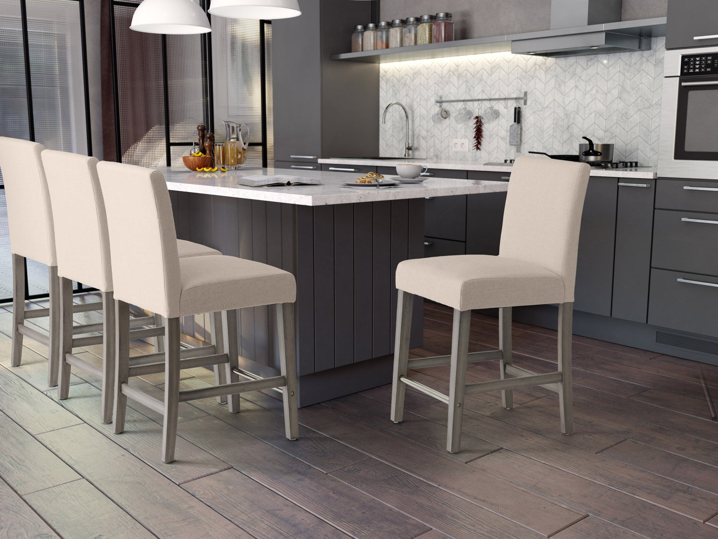 beige Wooden Bar Stool Laura Collection lifestyle scene by CorLiving#color_beige
