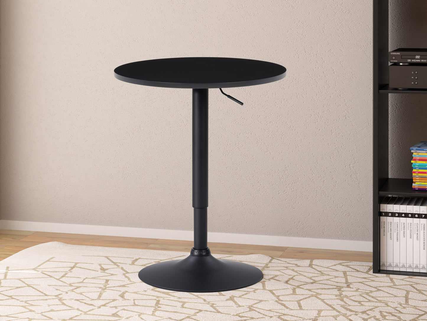 Black Bar Table, Adjustable Height Maya Collection lifestyle scene by CorLiving#color_black-and-black