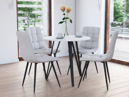 white marble Small Round Dining Table Ezra Collection lifestyle scene by CorLiving#color_white-marble