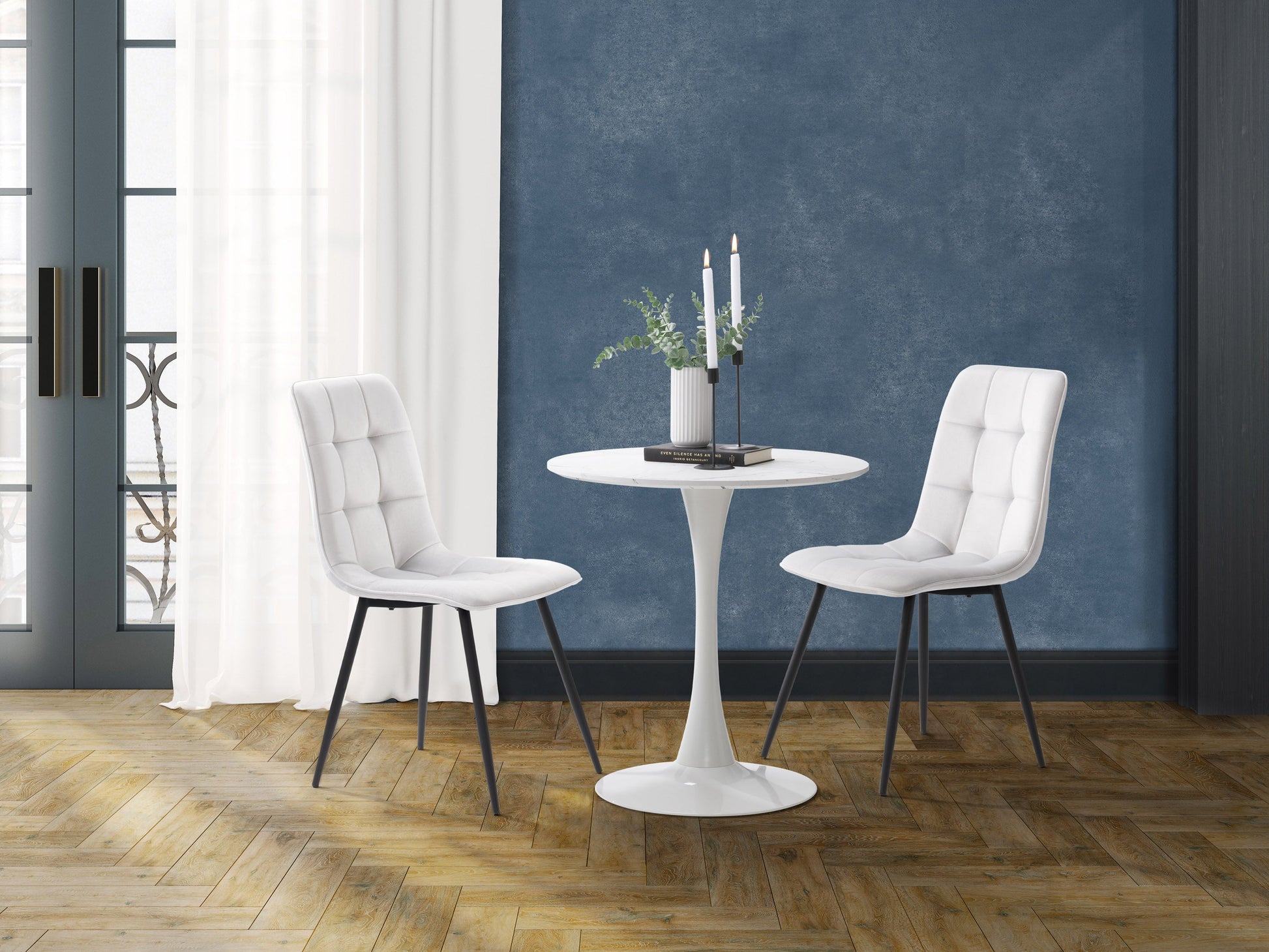 grey 3 Piece Bistro Dining Set Ivo Collection lifestyle scene by CorLiving#color_ivo-light-grey