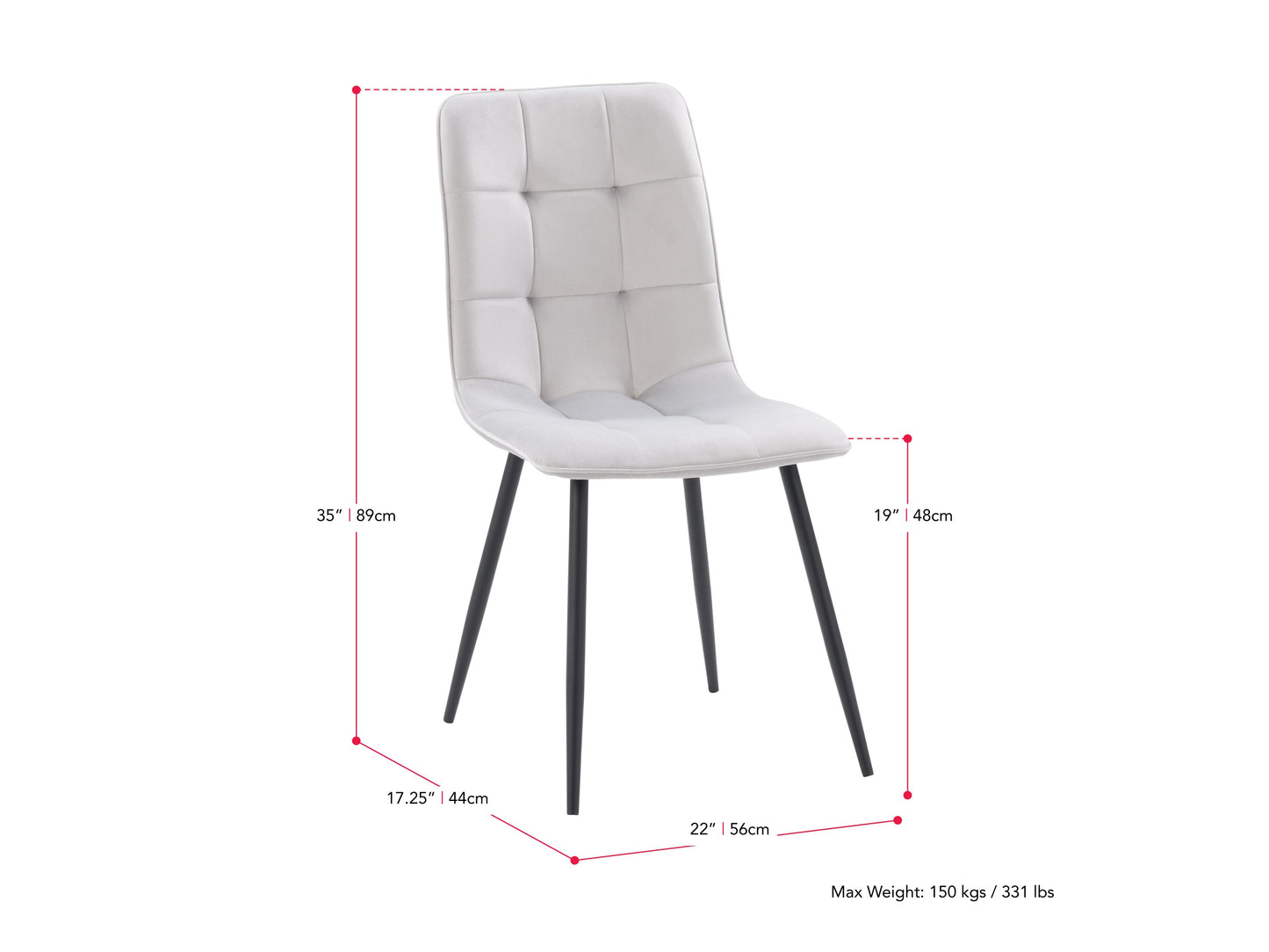 light grey 5pc Glass Dining Table Set Eliana Collection measurements diagram by CorLiving#color_eliana-light-grey