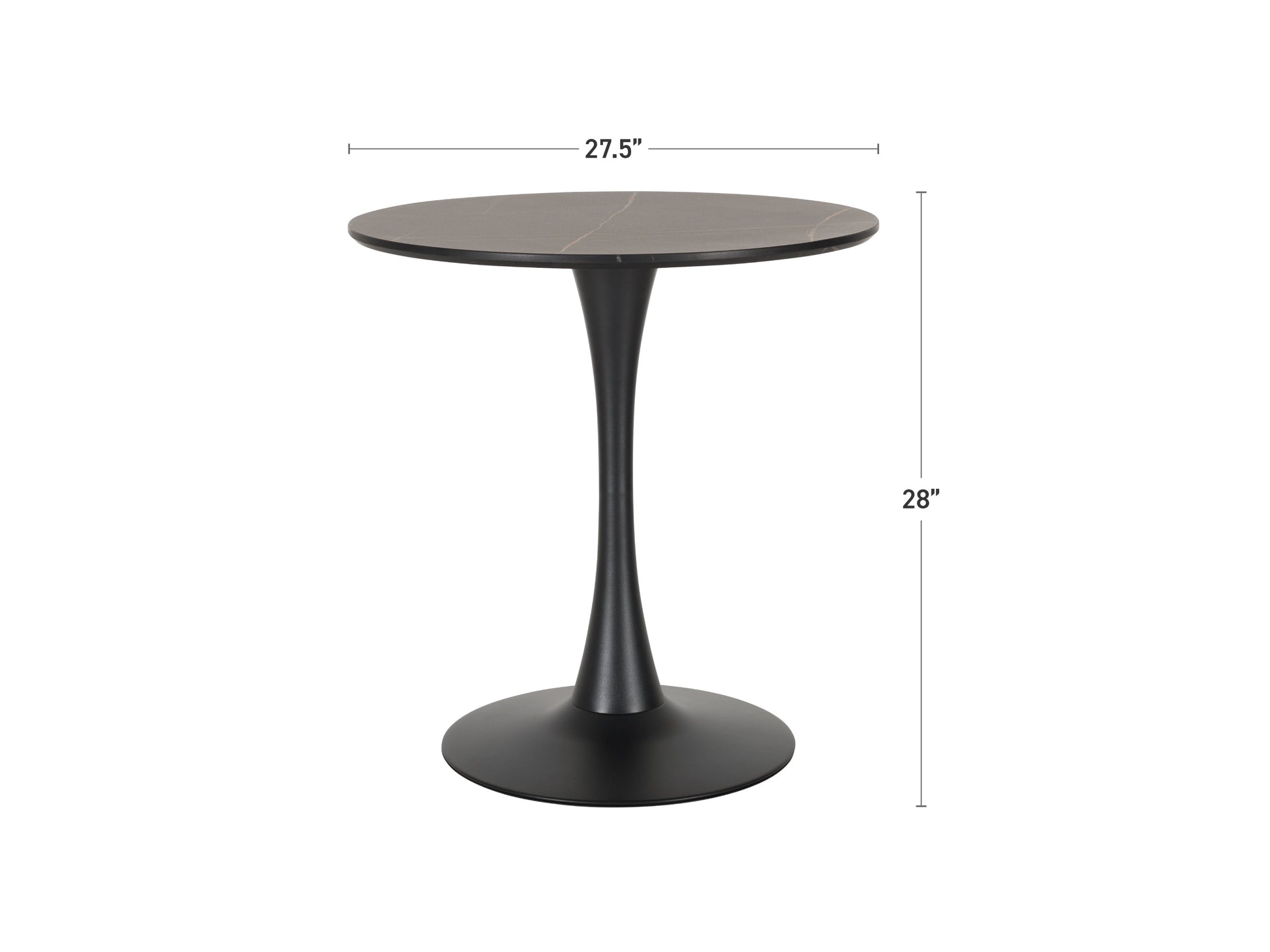 black marble Round Bistro Table 28" Ivo Collection measurements diagram by CorLiving#color_ivo-black-marble