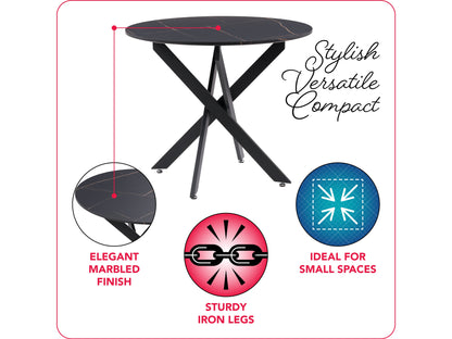 Black Round Dining Table Elliot Collection infographic by CorLiving#color_black