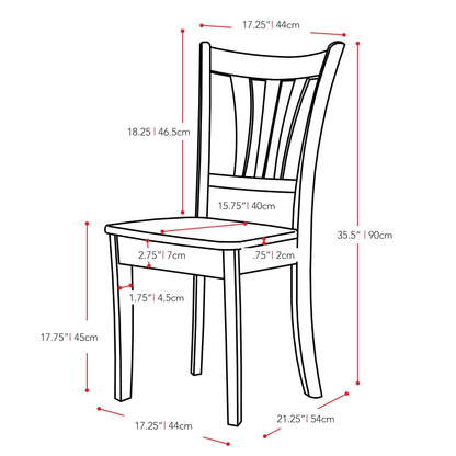 white High Back Dining Room Chairs, Set of 2 Dillon Collection measurements diagram by CorLiving#color_dillon-white