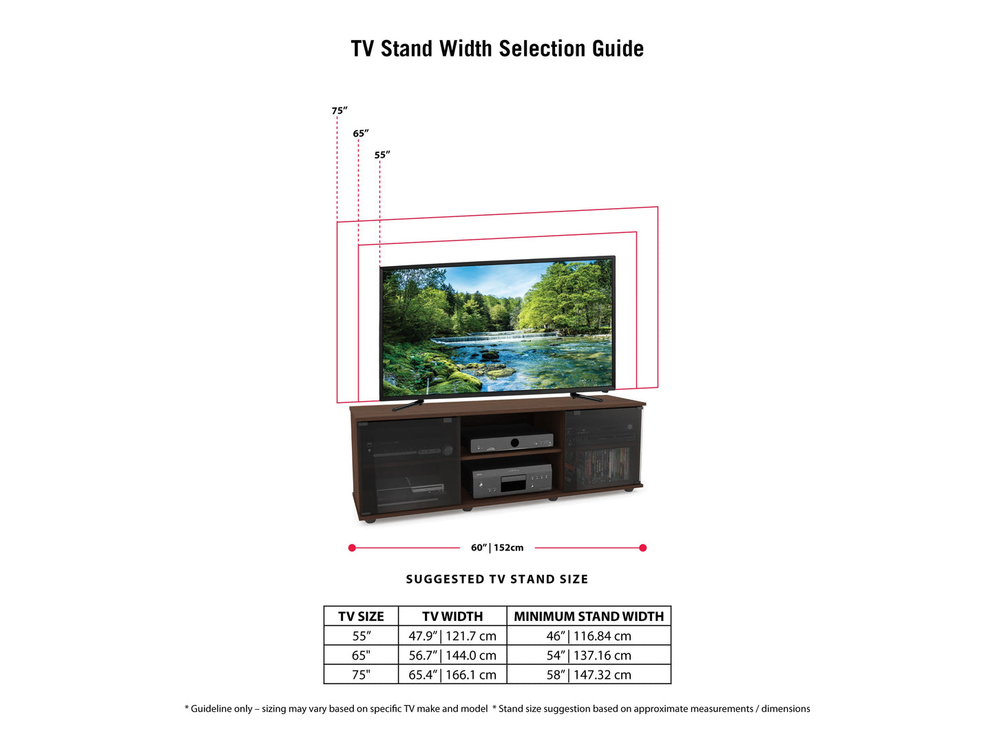 maple Wood TV Stand for TVs up to 75" Fiji Collection infographic by CorLiving#color_maple