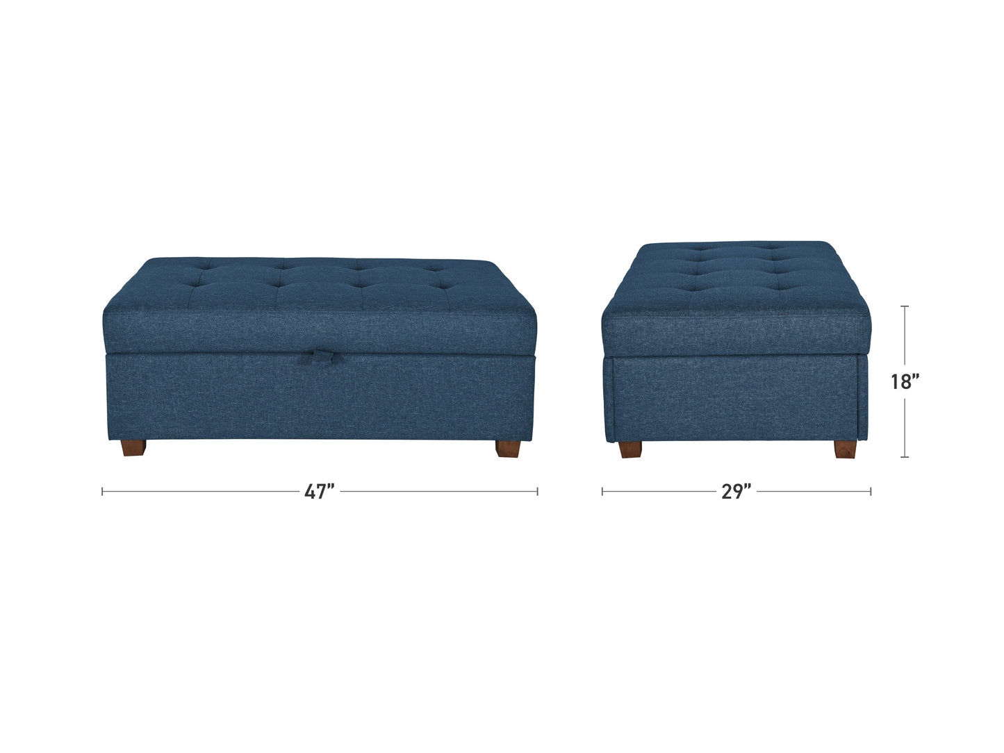 blue Large Storage Ottoman Collection measurements diagram by CorLiving#color_aubin-prussian-blue