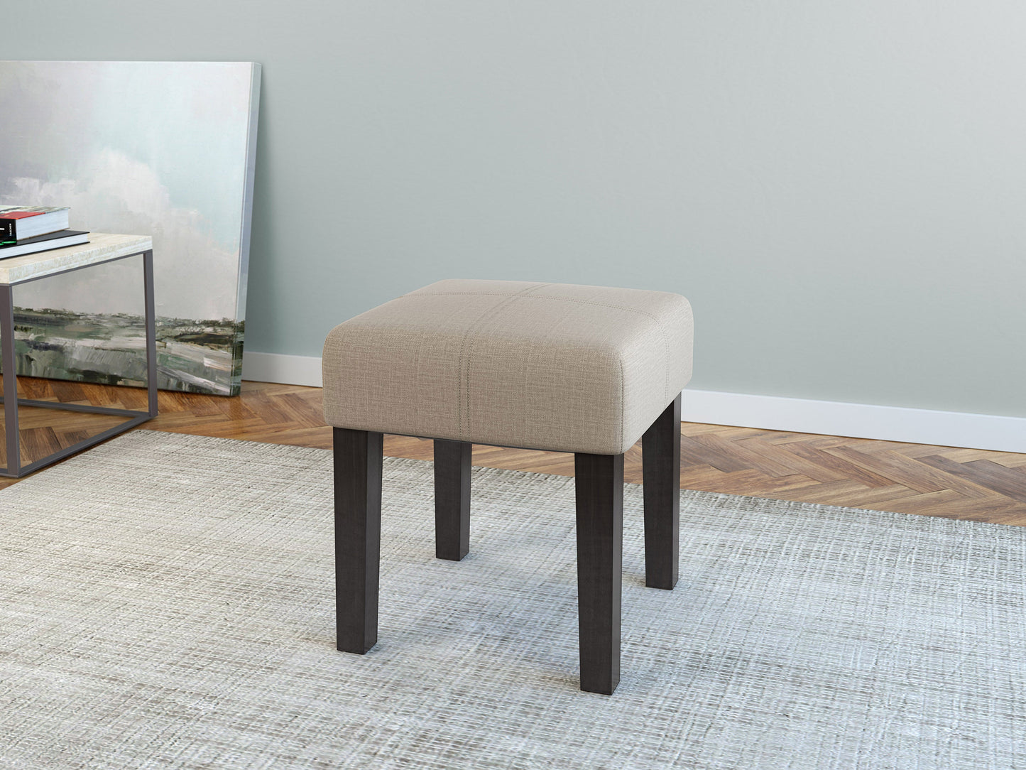 taupe Square Ottoman lifestyle scene by CorLiving#color_ottoman-taupe