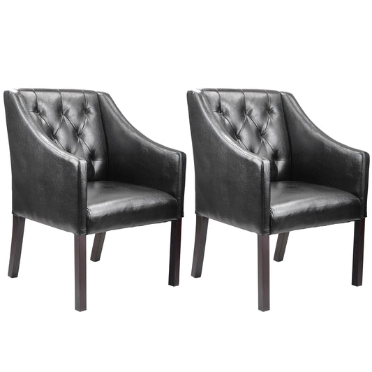 black Leather Club Chair Set of 2 Antonio Collection product image by CorLiving#color_black