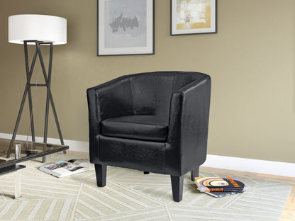 black Leather Barrel Chair Sasha Collection lifestyle scene by CorLiving#color_sasha-black