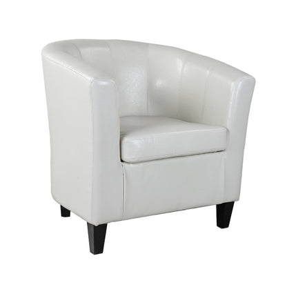cream Leather Barrel Chair Antonio Collection product image by CorLiving#color_cream