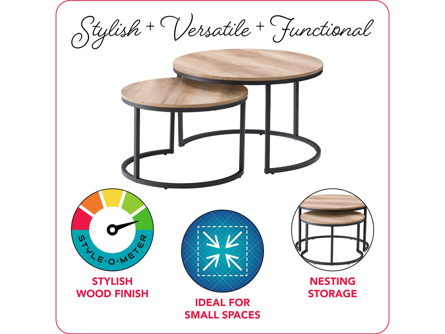 light brown Nesting Coffee Table Fort Worth Collection infographic by CorLiving#color_fort-worth-light-wood