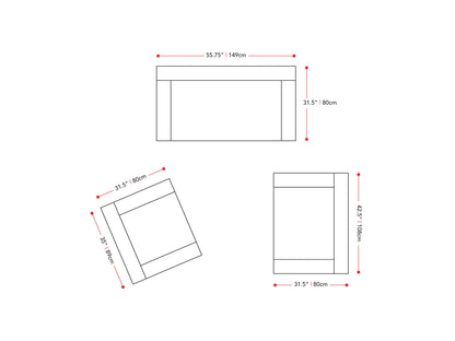 light grey 3 Piece Living Room Set Caroline collection measurements diagram by CorLiving#color_light-grey