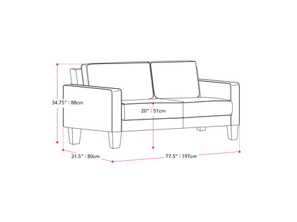 grey 3 Seater Sofa Georgia Collection measurements diagram by CorLiving#color_georgia-grey