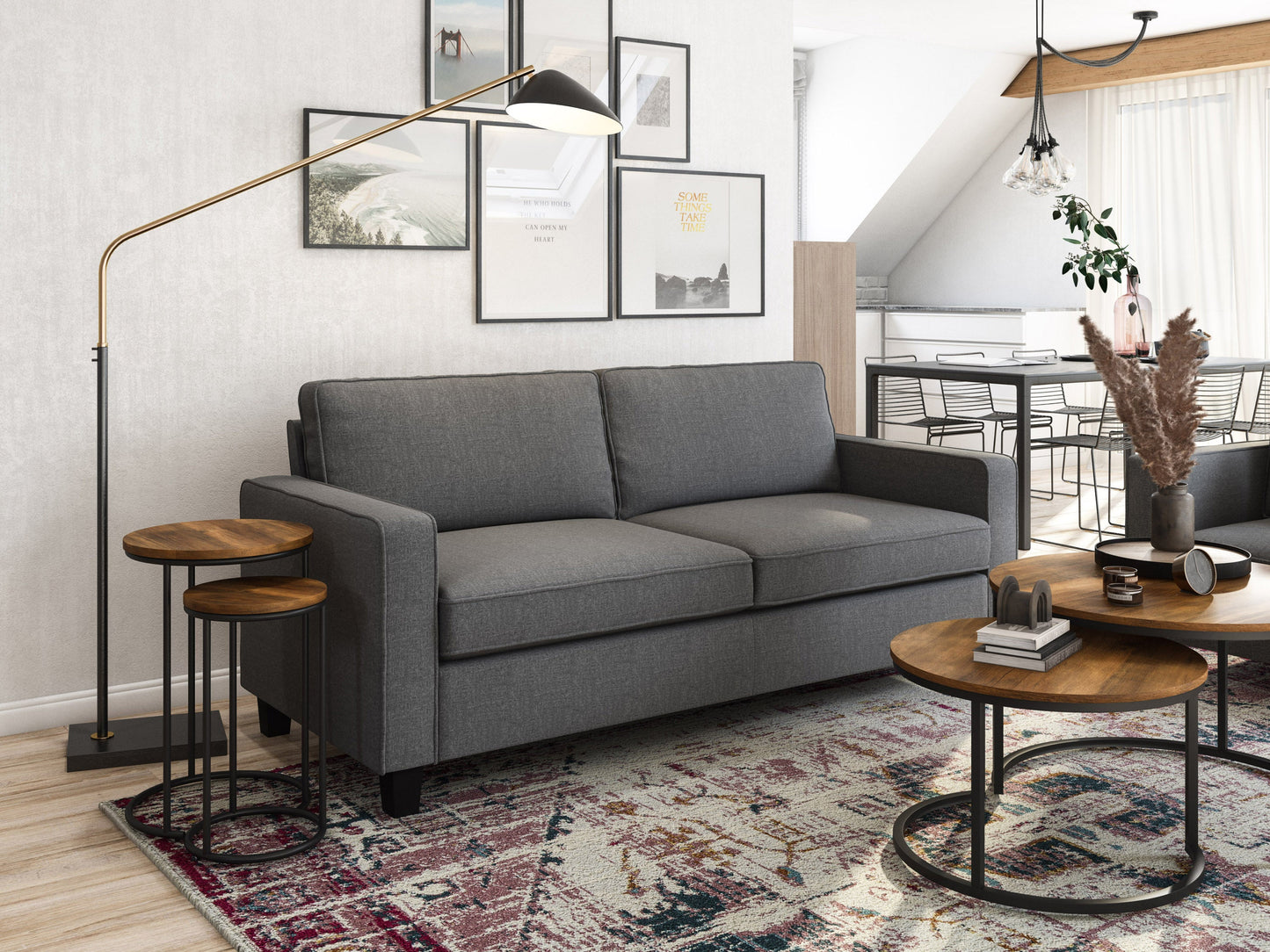 grey 3 Seater Sofa Georgia Collection lifestyle scene by CorLiving#color_georgia-grey