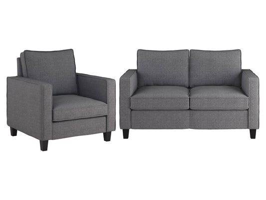 grey 2 Seater Loveseat and Chair Set, 2 piece Georgia Collection product image by CorLiving#color_georgia-grey