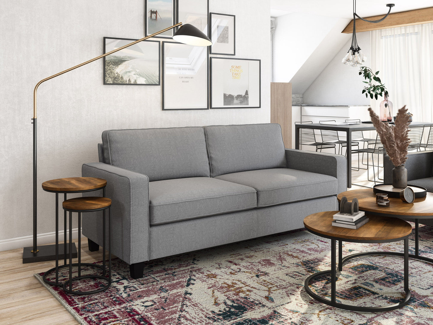 light grey 3 Seater Sofa Georgia Collection lifestyle scene by CorLiving#color_georgia-light-grey