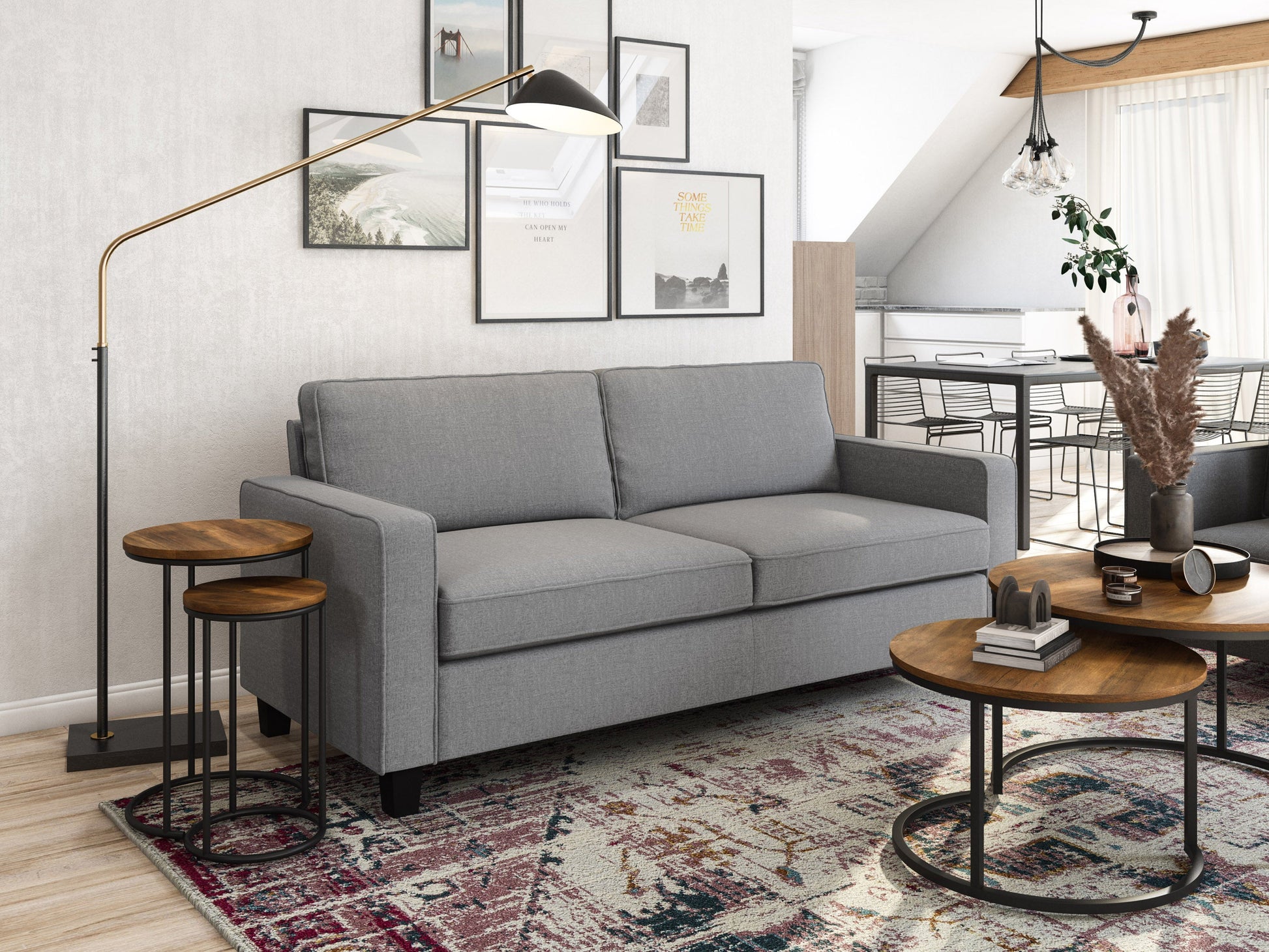 light grey 3 Seater Sofa Georgia Collection lifestyle scene by CorLiving#color_georgia-light-grey