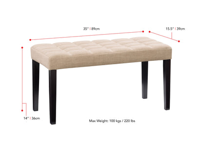 beige Accent Bench California Collection measurements diagram by CorLiving#color_california-beige