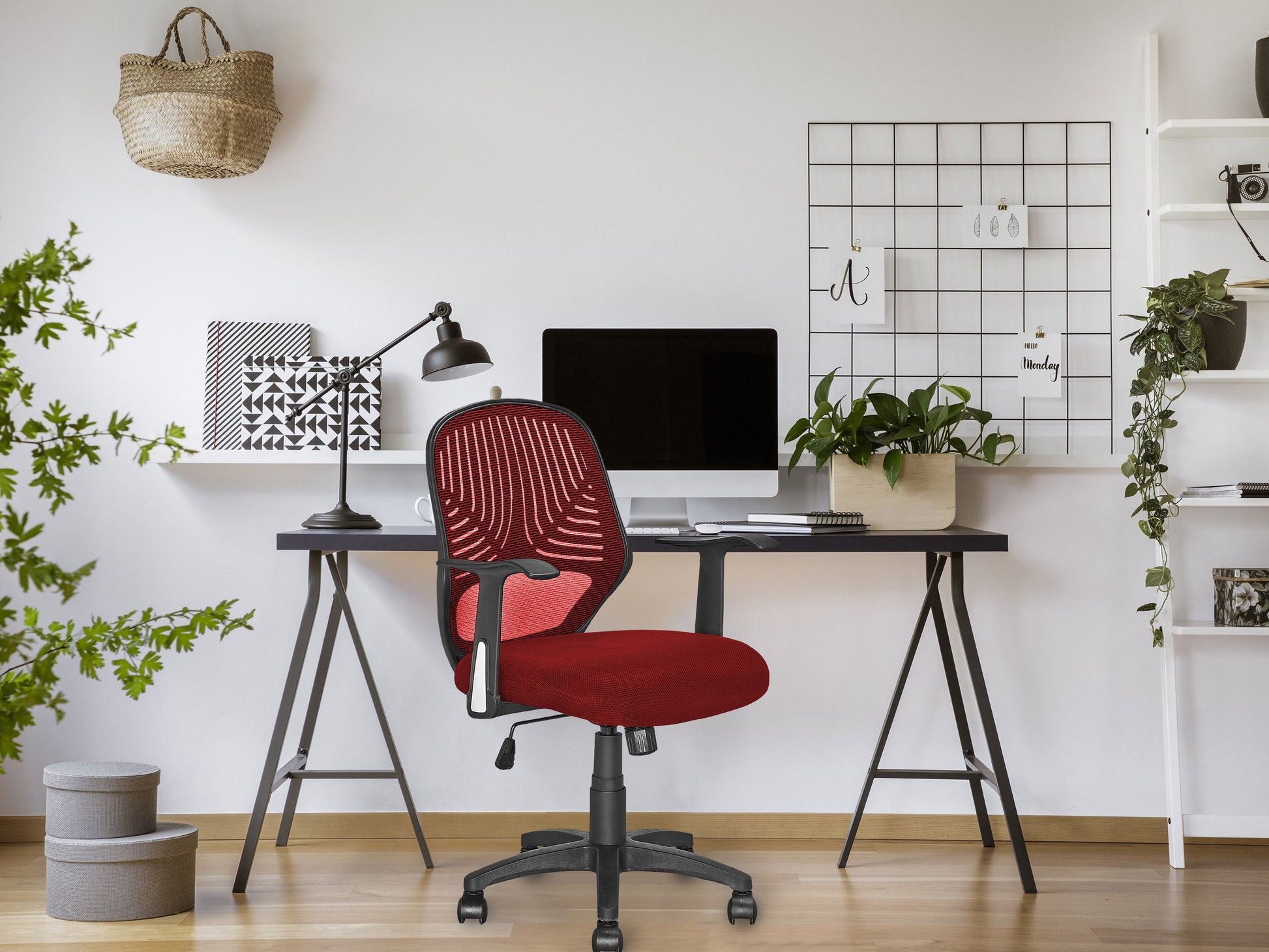 red Mesh Office Chair Avery Collection lifestyle scene by CorLiving#color_red
