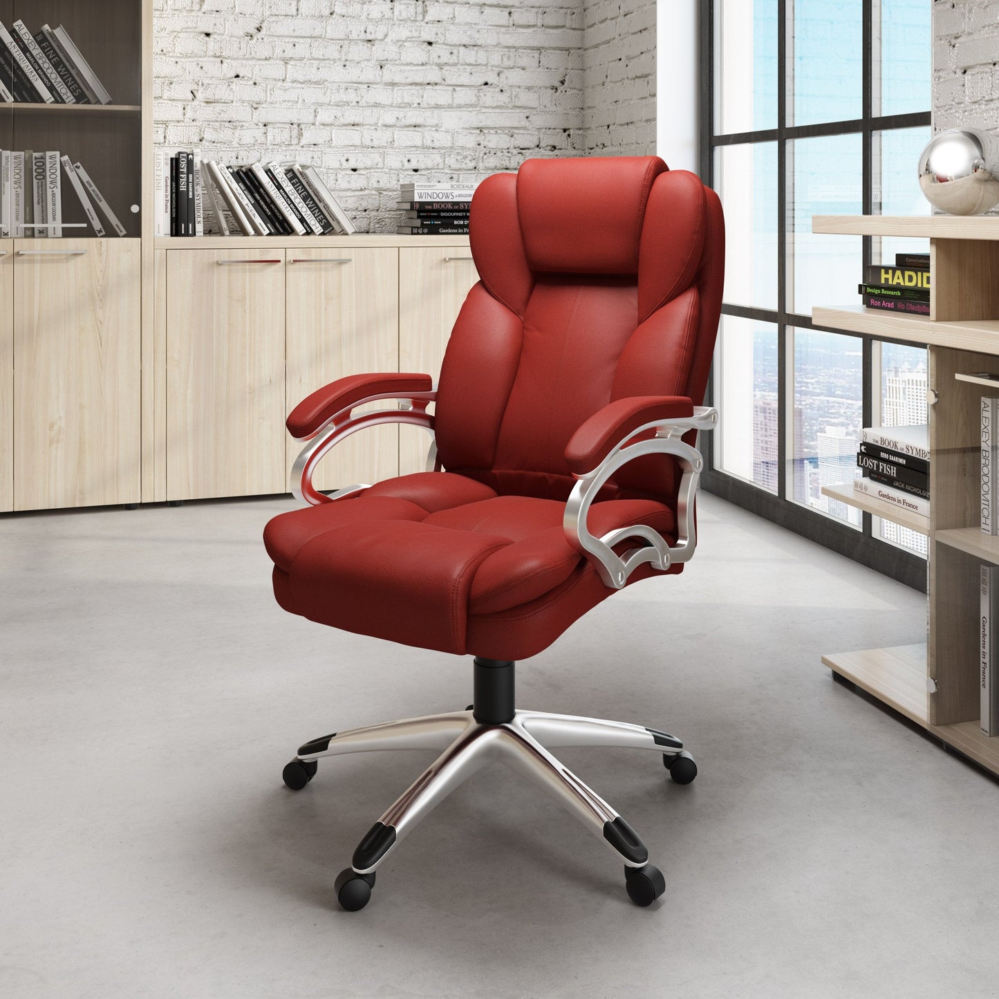 brick red Executive Office Chair Leon Collection lifestyle scene by CorLiving#color_brick-red
