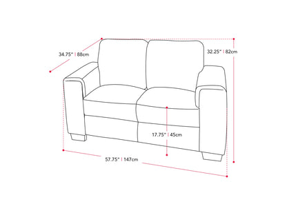 light grey 2 Seater Sofa Loveseat Lyon collection measurements diagram by CorLiving#color_light-grey