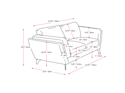 light grey 2 Seat Sofa Loveseat Lansing Collection measurements diagram by CorLiving#color_lansing-light-grey
