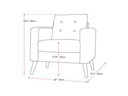 green Tufted Accent Chair Lyla Collection measurements diagram by CorLiving#color_lyla-green