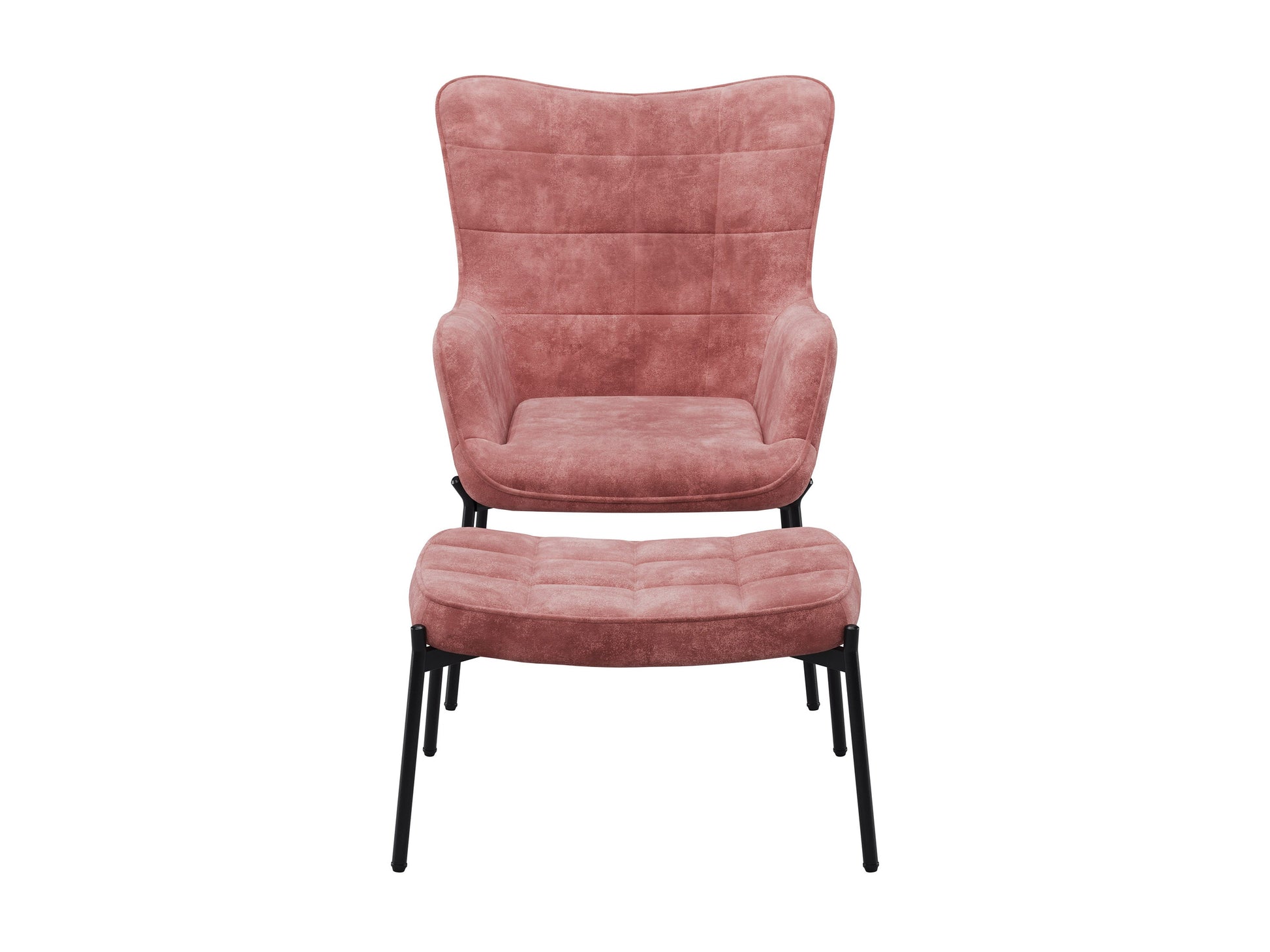pink Velvet Accent Chair with Stool Charlotte Collection product image by CorLiving#color_charlotte-salmon-pink