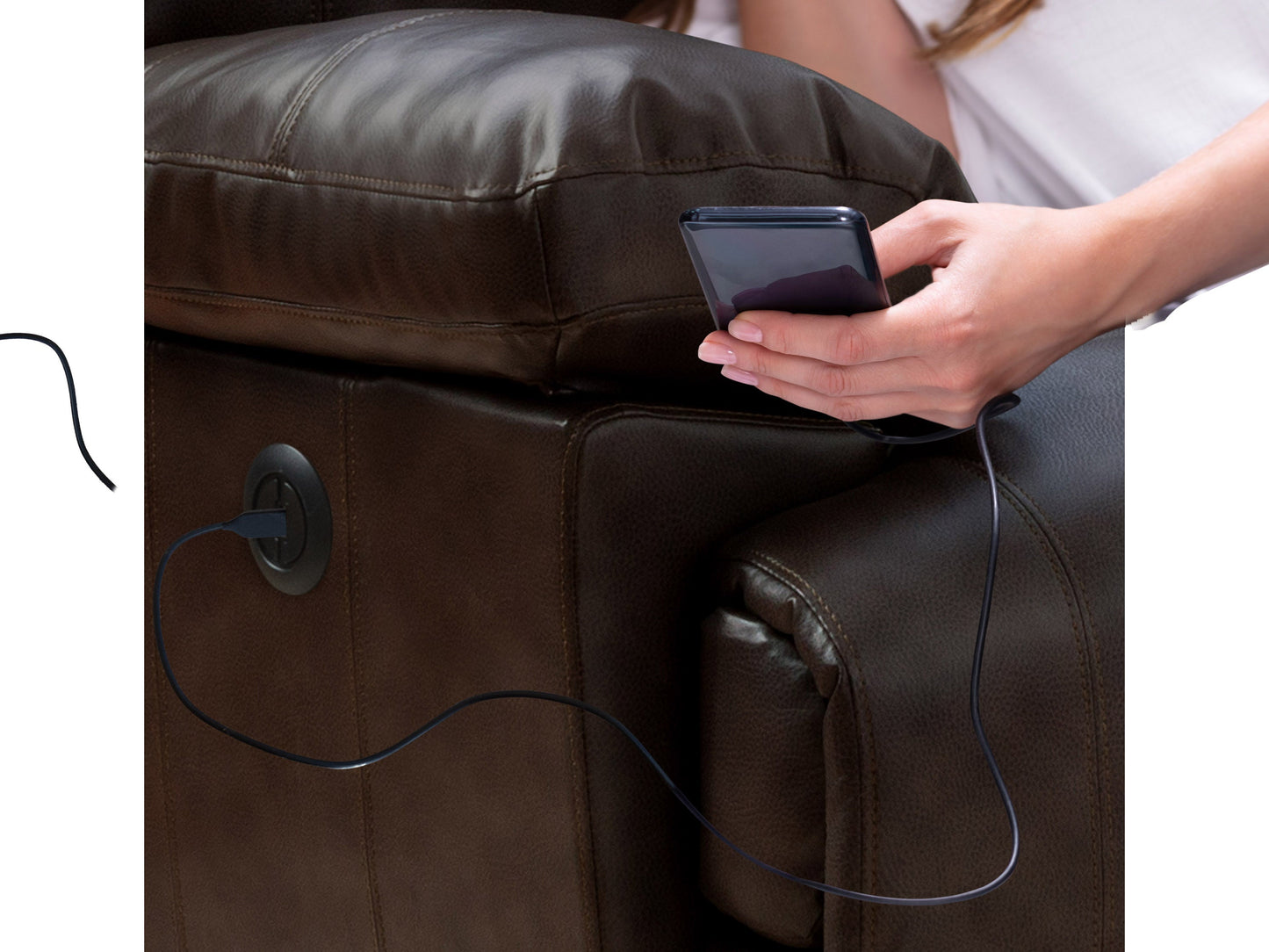 chocolate brown Power Reclining Loveseat Sofa Lea collection detail image by CorLiving#color_chocolate-brown