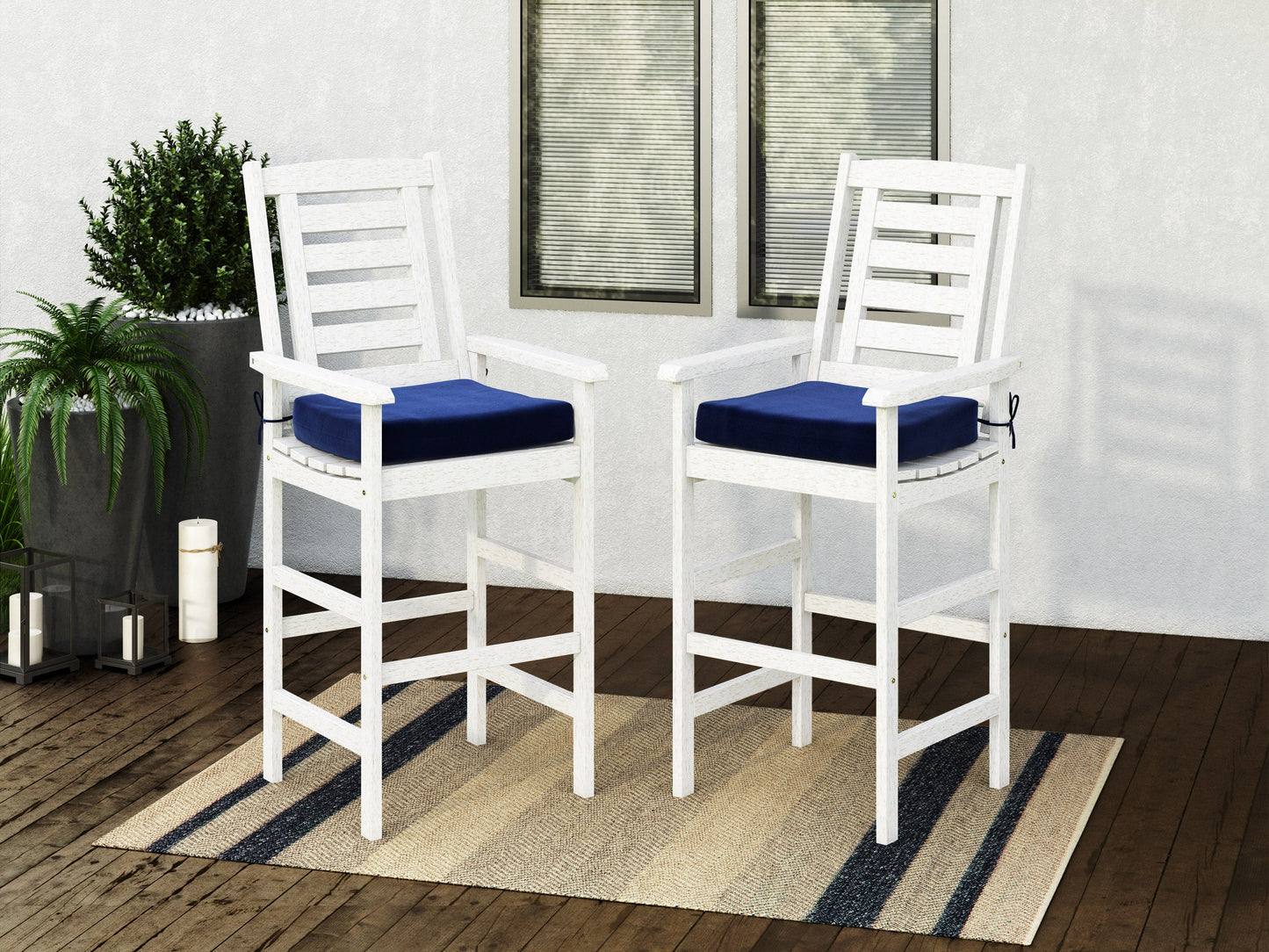 Miramar Washed White Wooden Bar Stools, Set of 2 Miramar Collection lifestyle scene by CorLiving#color_miramar-washed-white