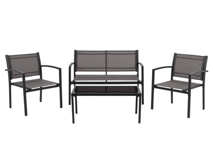 grey Metal Outdoor Conversation Set, 4pc Everett Collection product image by CorLiving#color_grey