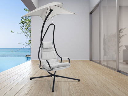 light grey Swing Lounge Chair Kingsley Collection lifestyle scene by CorLiving#color_light-grey