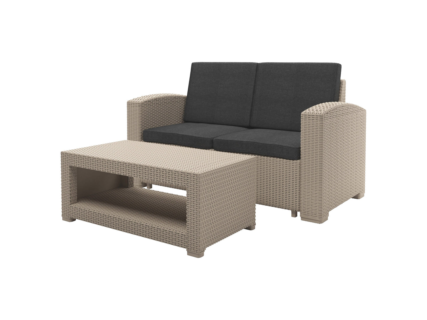 black and beige weave Outdoor Wicker Loveseat Adelaide Collection product image by CorLiving#color_black-and-beige-weave