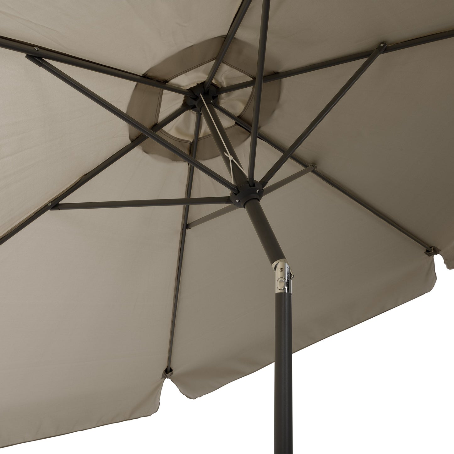 sand grey 10ft patio umbrella, round tilting with base 200 Series detail image CorLiving#color_sand-grey