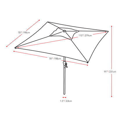 sandy brown square patio umbrella, tilting with base 300 Series measurements diagram CorLiving#color_sandy-brown