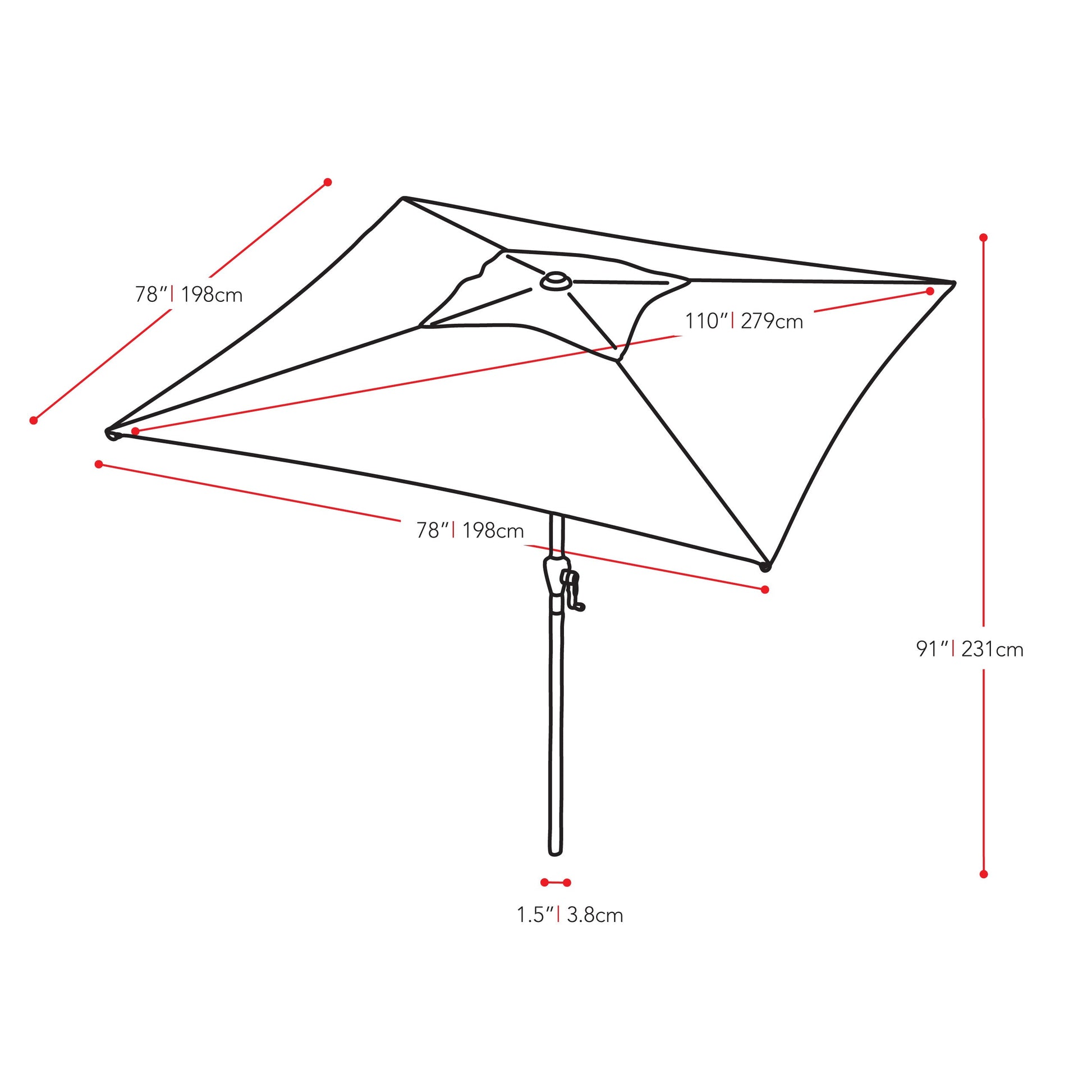 sand grey square patio umbrella, tilting with base 300 Series measurements diagram CorLiving#color_sand-grey