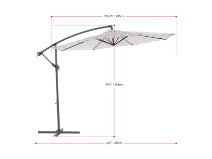 taupe and white offset patio umbrella 420 Series measurements diagram CorLiving#color_taupe-and-white