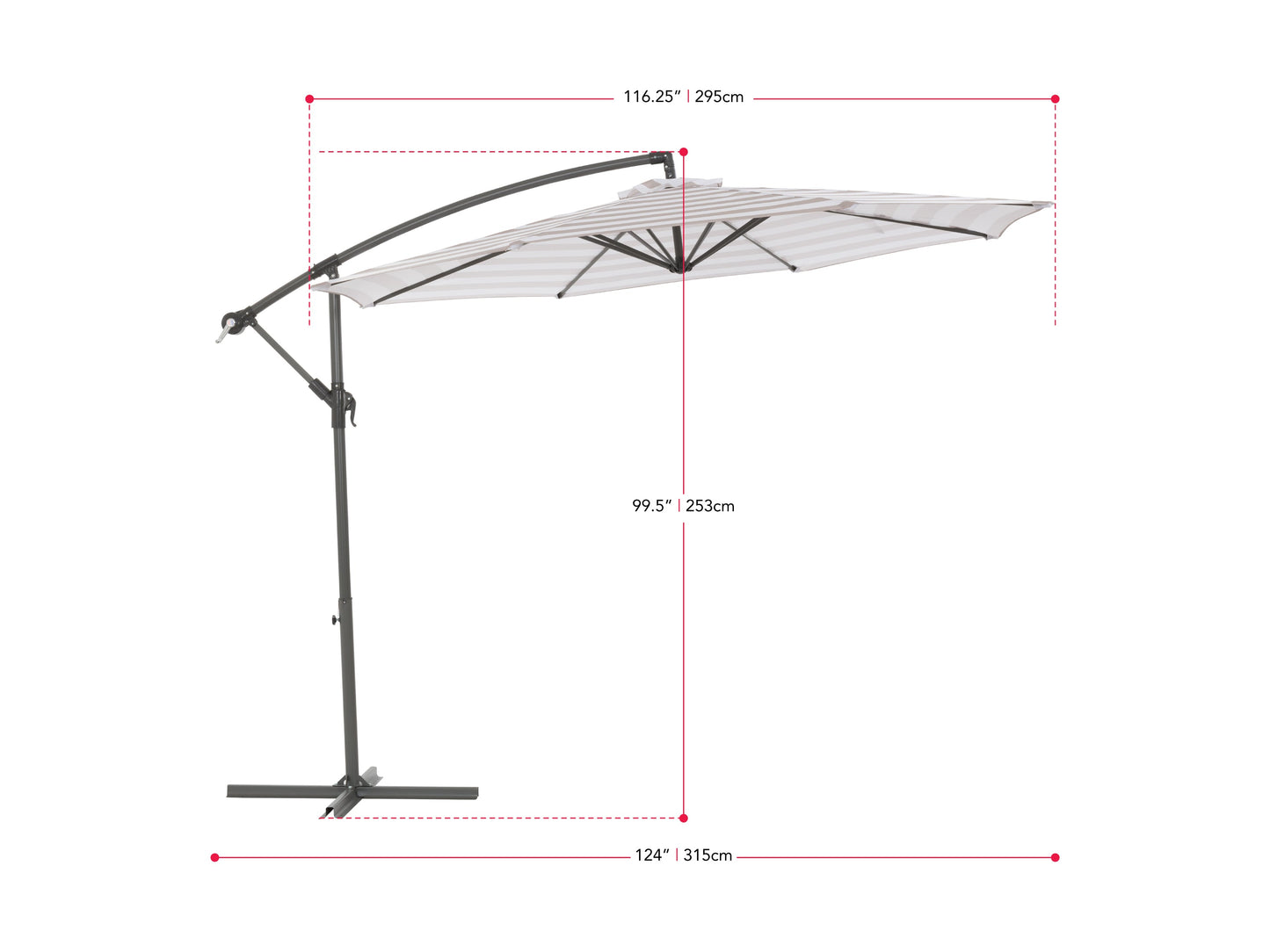 taupe and white offset patio umbrella 400 Series measurements diagram CorLiving#color_taupe-and-white