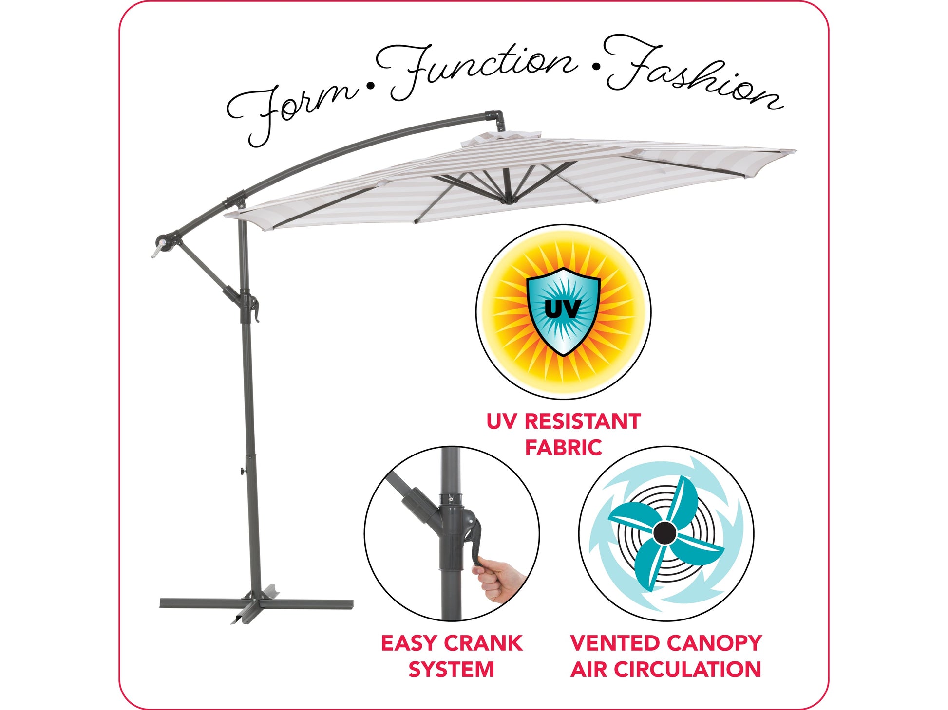 taupe and white offset patio umbrella 420 Series infographic CorLiving#color_taupe-and-white