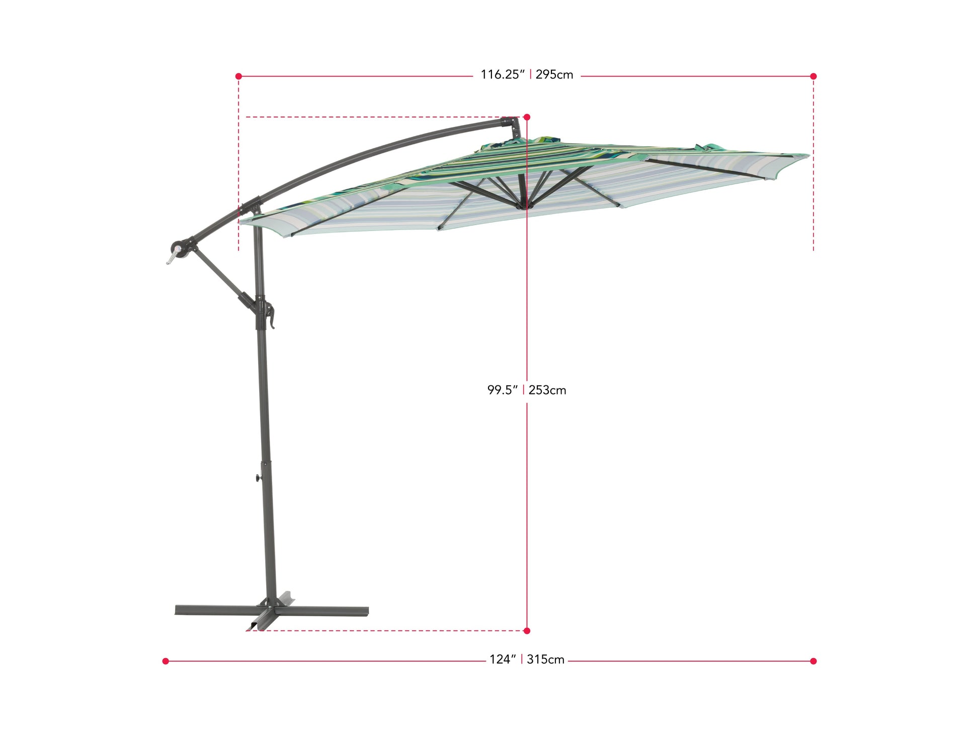 green and white offset patio umbrella 400 Series measurements diagram CorLiving#color_green-and-white
