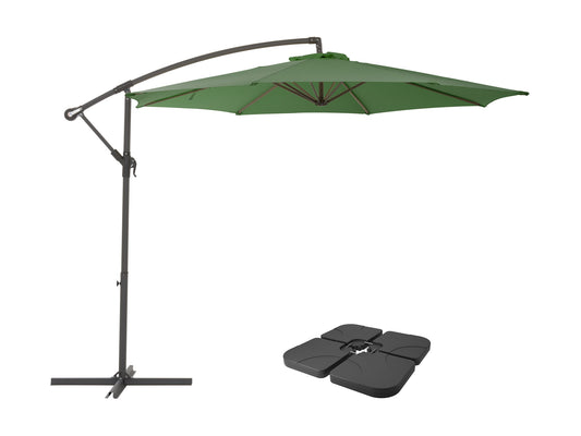 forest green offset patio umbrella with base 400 Series product image CorLiving#color_forest-green