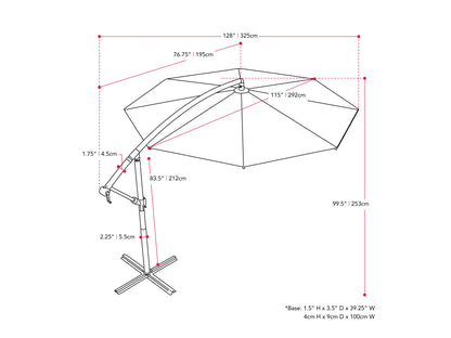 crimson red offset patio umbrella 400 Series measurements diagram CorLiving#color_crimson-red