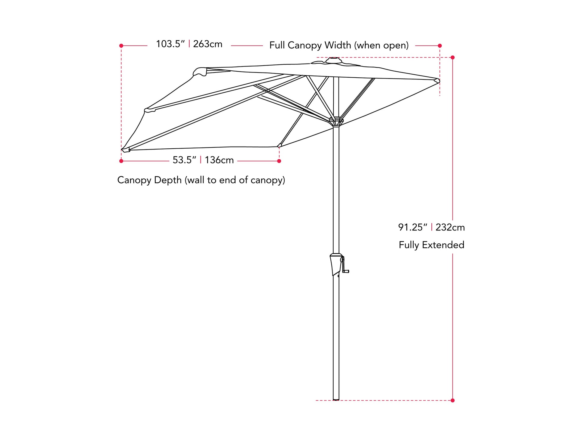 off white half umbrella Versa Collection measurements diagram CorLiving#color_off-white