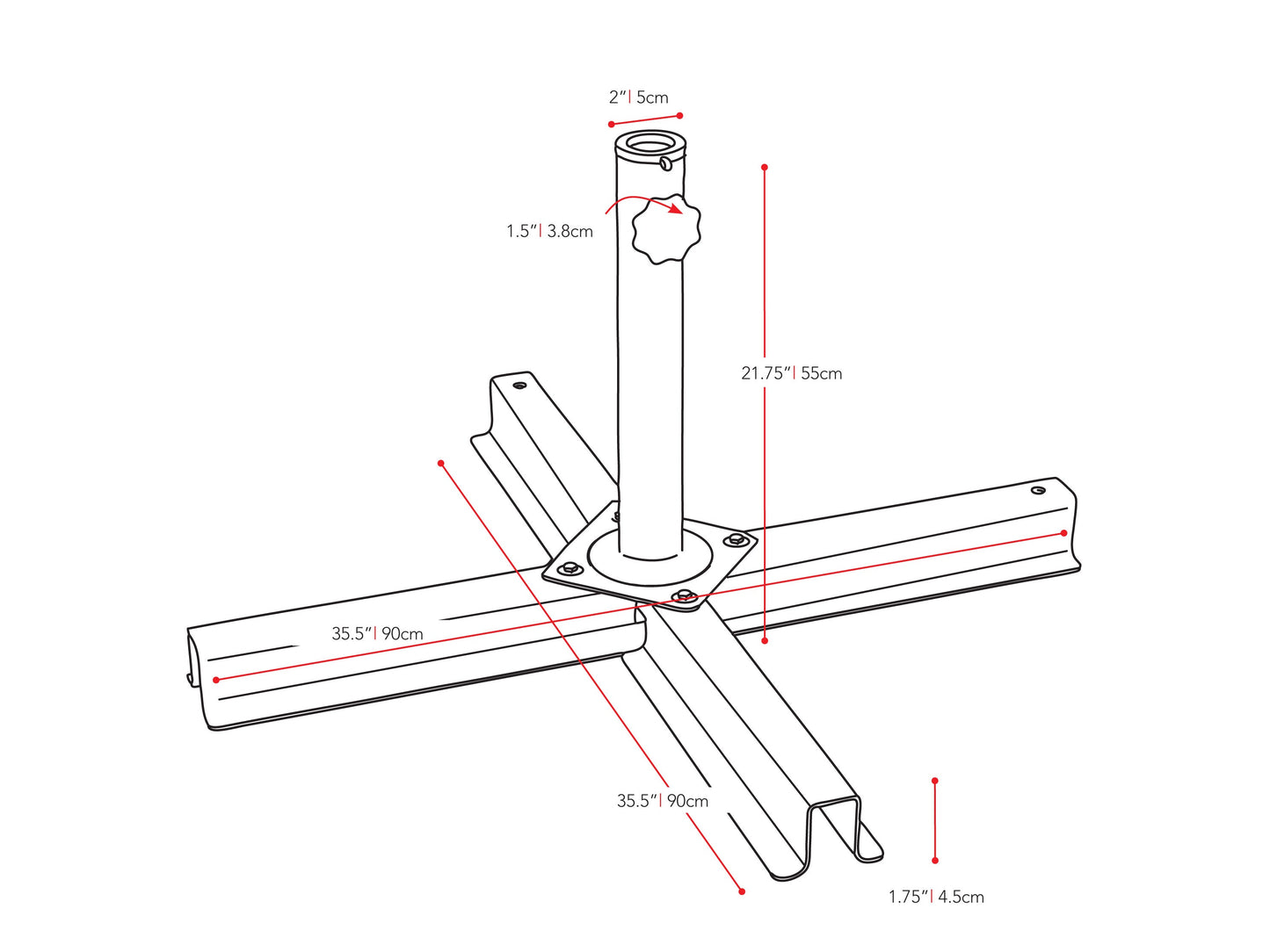 dark grey patio umbrella stand CorLiving measurements diagram CorLiving